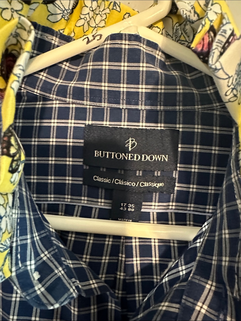 Buttoned Down Women's Navy Check Ruffled collar Button-Down Shirt - Picture 2 of 7